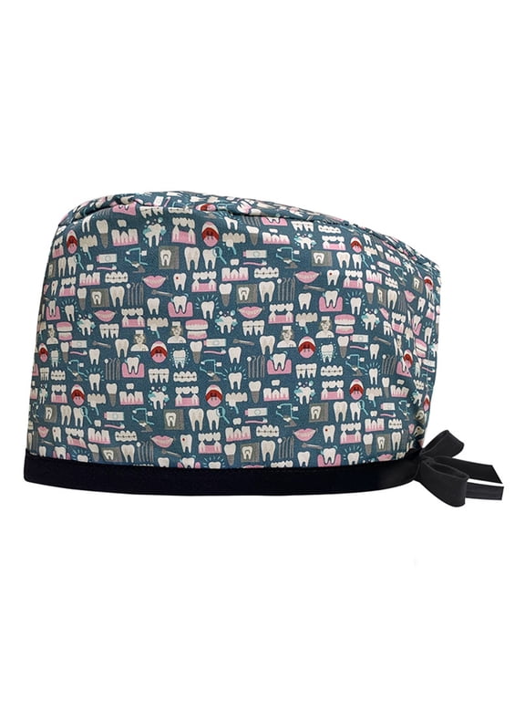 Nurse Scrub Hat for Doctor Surgical Hat Breathable Round Scrub Caps for Beauty Salon Hospital Fashion Printed Nurse Hat