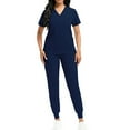 thumbnail image 1 of Nurse Scrub for Women Set V-Neck Top & Jogger Scrub Pants Medical Uniform Scrubs Suit for Women Dark Blue XL, 1 of 3