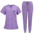 thumbnail image 1 of Nurse Scrub for Women Set V-Neck Top & Jogger Scrub Pants Medical Uniform Scrubs Suit for Women, 1 of 6