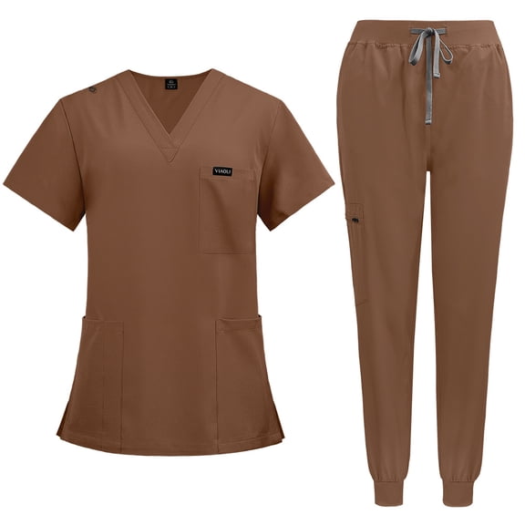 Nurse Scrub for Women Set V-Neck Top & Jogger Scrub Pants Medical Uniform Scrubs Suit for Women