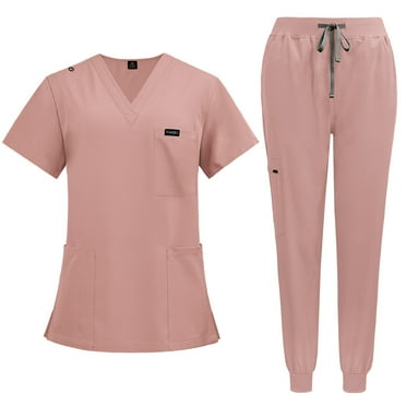 Nurse Scrub for Women Set V-Neck Top & Jogger Scrub Pants Medical Uniform Scrubs Suit for Women