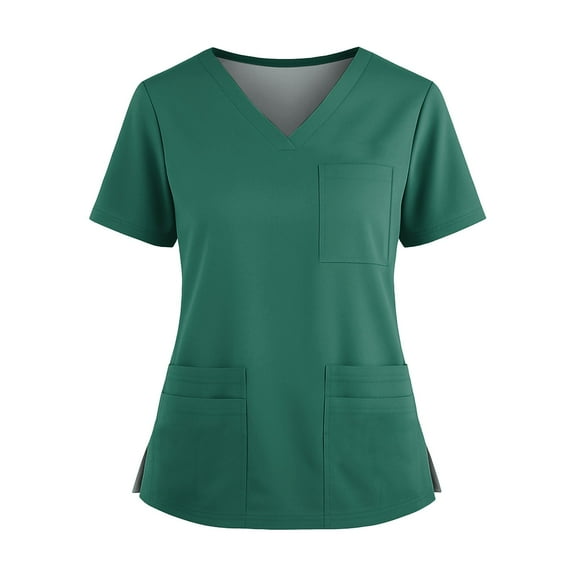 Nurse Scrubs, Women'S Plus Size V Neck Stretch Scrub Top With Side Slit & Pocket-Soft Breathable Scrubs For Women, Loose Fit Quick Dry Work Uniform T Shirt Scrubs Sets (5XL, Army Green) ZMTing