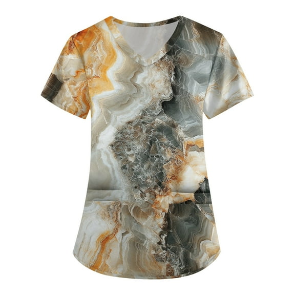 Nurse Scrubs for Women,Floral Print Medical Tops - Moisture-Wicking V-Neck Scrub Top with Cargo Pockets - Gray - XL