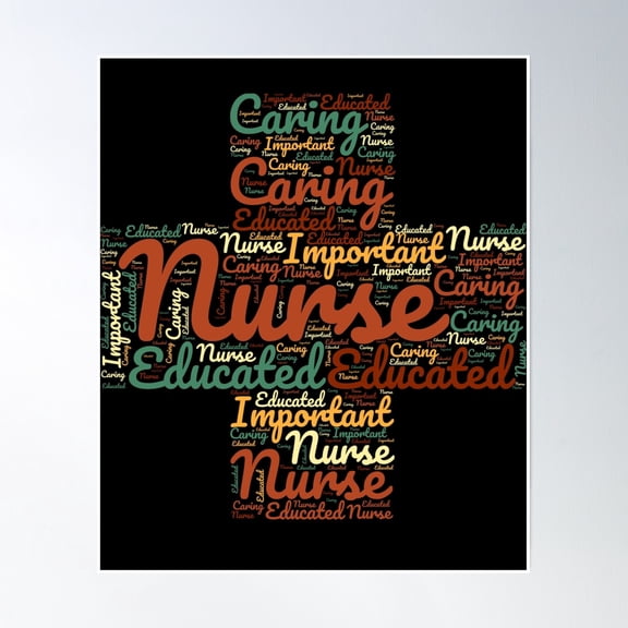Nurse Shape Cloud Caring Educated Important Medic Symbol Poster Wall Art, Modern Wall Decor, 12x18 UNFRAMED