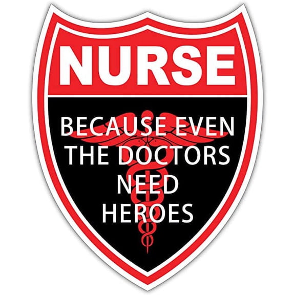 Nurse Shield LPN NP RN BSN Doctors Heroes Red Caduceus Gift Idea Sticker Decal 4x5 inches
