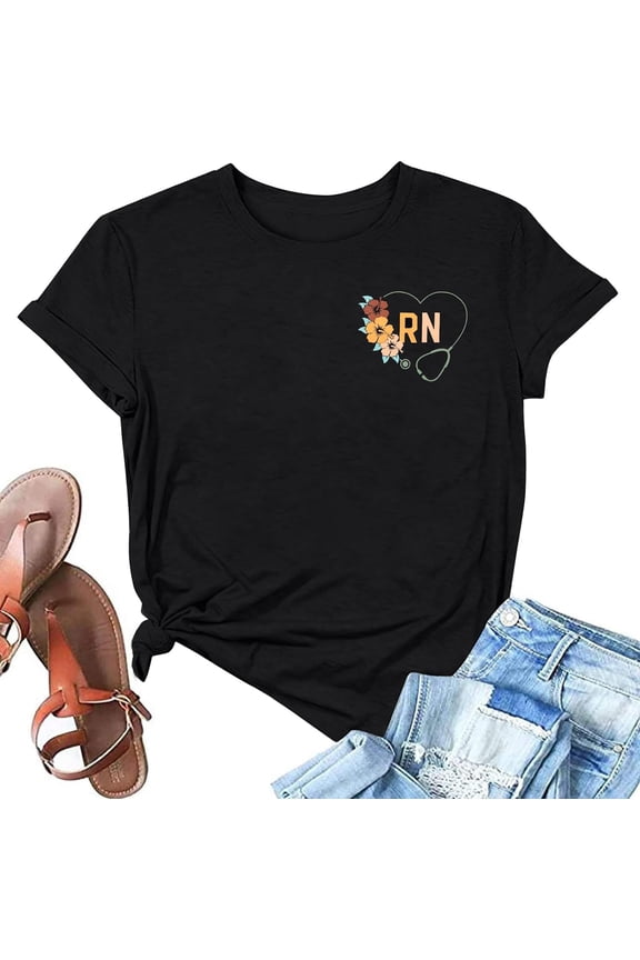 Nurse Shirt Women RN Tshirt: Registered Nurse Shirt Nurse Life T-Shirt Nurse Week Blouse Nursing School Gift Tee Tops