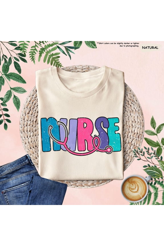 Nurse Shirt with Stethoscope Design, Cute Nursing Graphic Tee, RN LPN CNA, Fun Hospital Staff Appreciation Top, Nursing School Tee All Size S-5Xl