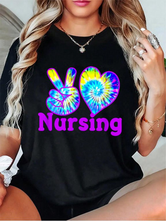 Nurse Shirts Peace Love Nursing Tie Dye Fun for RN CNA LPN T-Shirt