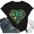 thumbnail image 1 of Nurse Shirts for Women Cute Nurses Life Tshirt Ladies Heart Nurse Short Sleeve Tee Tops, 1 of 5