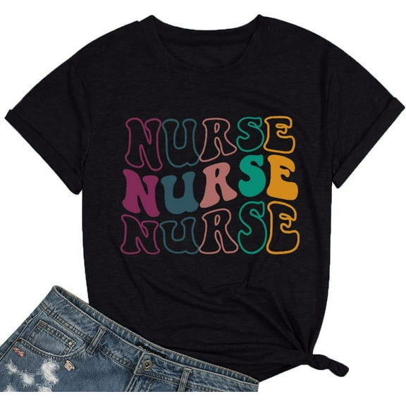 Nurse Shirts for Women Nurse Gift Tee Nursing School Tops Casual Short Sleeve Inspirational T Shirts