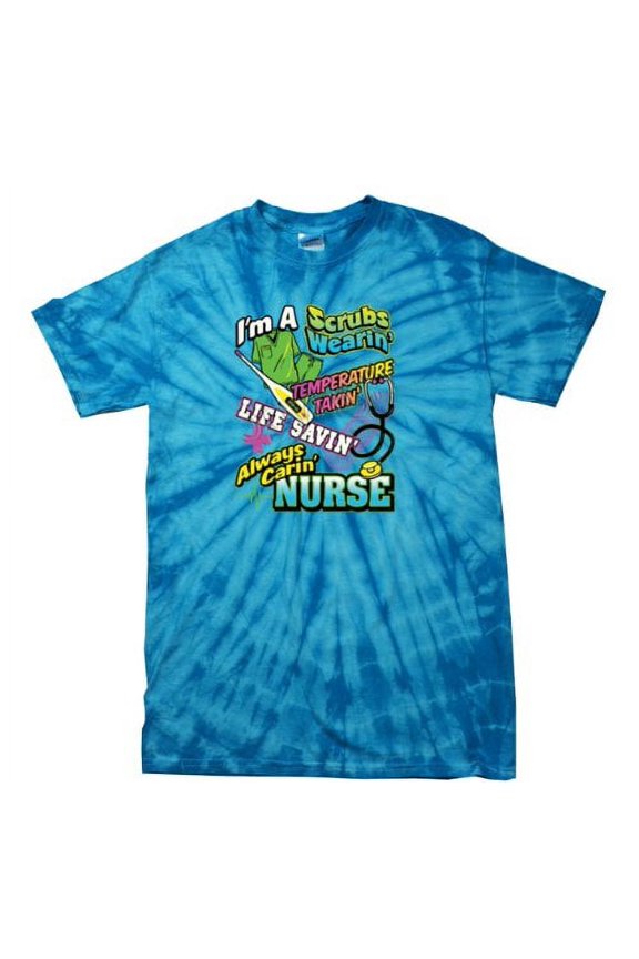 Nurse Short Sleeve T-shirt I'm A Scrubs Wearin' CNA Assistant Plus Funny Tee Shirt Humorous Cute Unisex Tee Shirt'-Bluetiedye-Medium