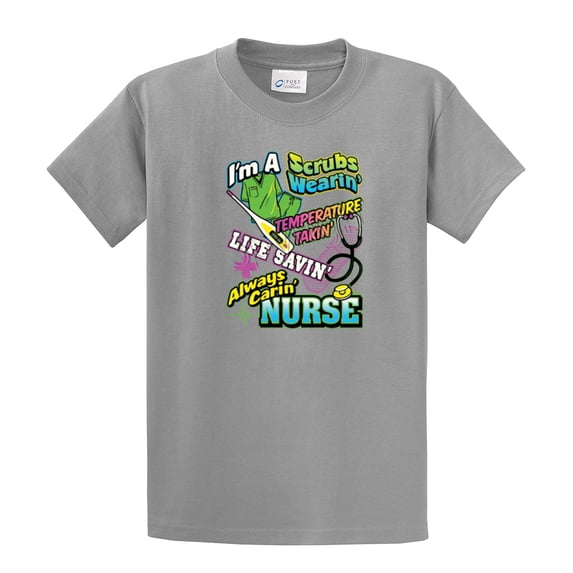 Nurse Short Sleeve T-shirt I'm A Scrubs Wearin' CNA Assistant Plus Funny Tee Shirt Humorous Cute Unisex Tee Shirt'-Sportsgray-XL