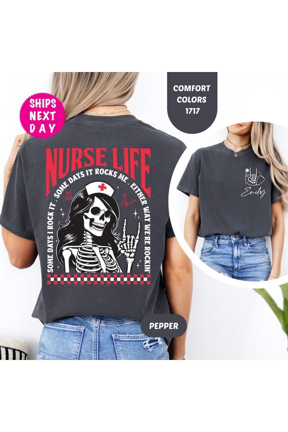 Nurse Skeleton Nurse Graphic T-Shirt All Size S-3XL