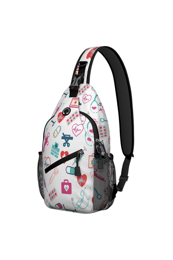 Nurse Sling Bag Crossbody - Cute & Funny Anti-Theft Chest Backpack for Nursing, Travel & Outdoor Adventures - Spacious Durable Bag for Hiking, Biking & Daily Commuting