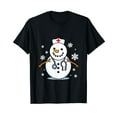 thumbnail image 1 of Nurse Snowman Nurse Christmas T-Shirt Black Tee, 1 of 5