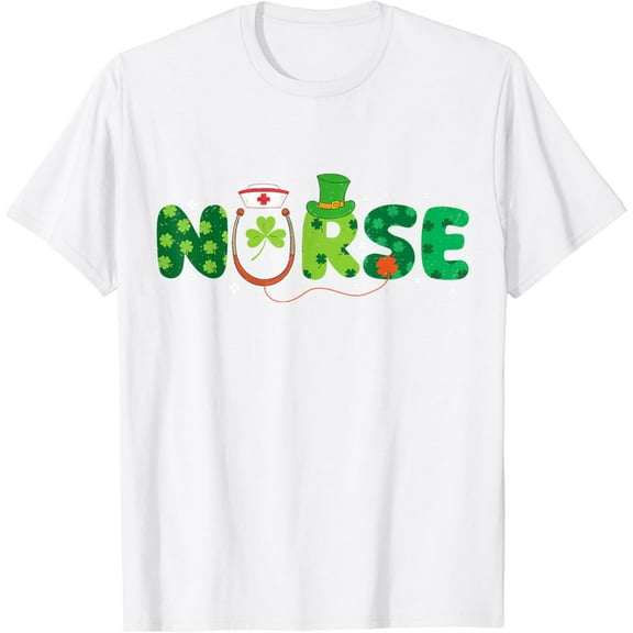 Nurse St. Patrick's Day Hearts Stethoscope for Women & Girls T-Shirt100% cotton