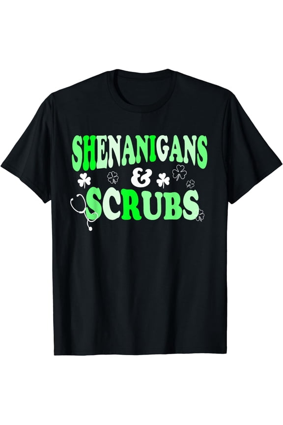 Nurse St Patricks Day Shenanigans and Scrubs Scrub Top T-Shirt