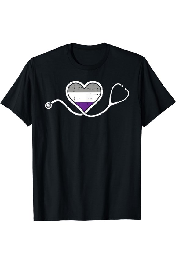 Nurse Stethoscope Asexual Heart LGBT-Q Pride Nursing RN T-Shirt