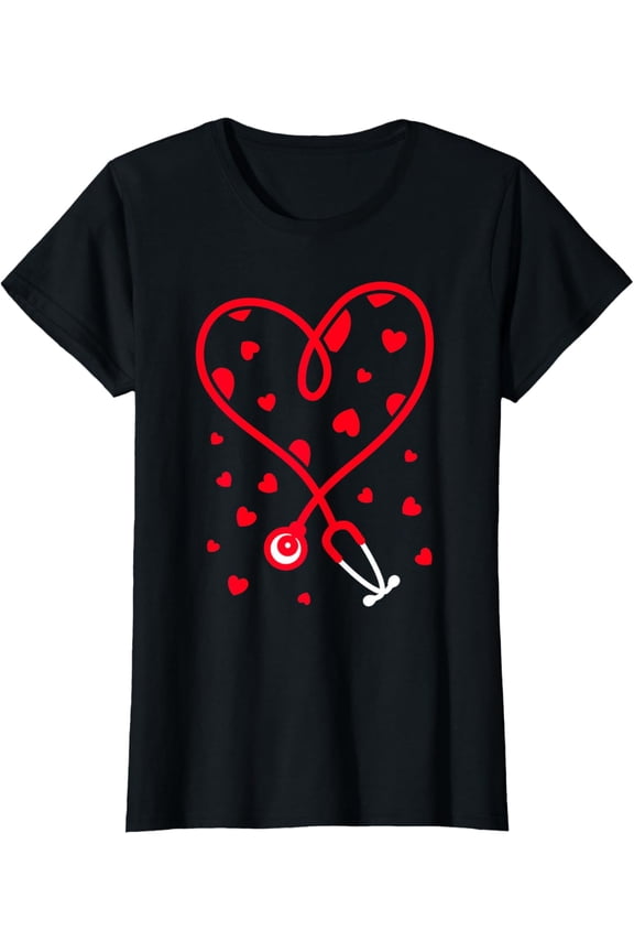 Nurse Stethoscope Heart Valentine's Day Nursing T-Shirt
