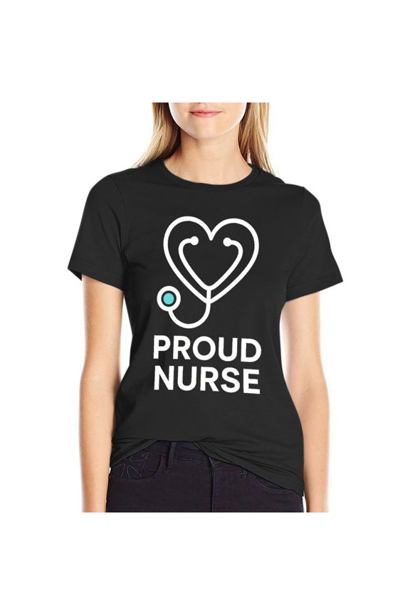 Nurse Story Women Short Sleeve Tops Summer Basic Tee T Shirts Medium