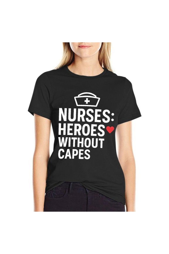 Nurse Story Womens Short Sleeve T Shirt Soft Summer Tops Basic Tees Large