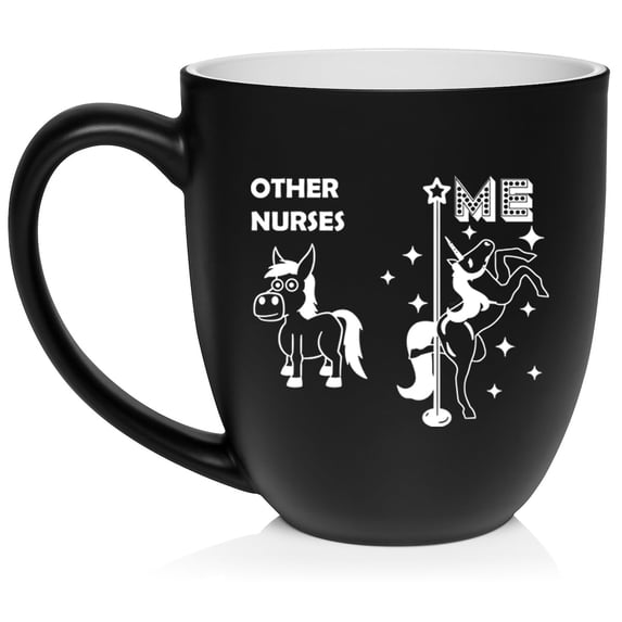 Nurse Superstar Unicorn Funny, Gift For Nurse Ceramic Coffee Mug Tea Cup Gift for Her, Him, Friend, Coworker, Wife, Husband (16oz Matte Black)