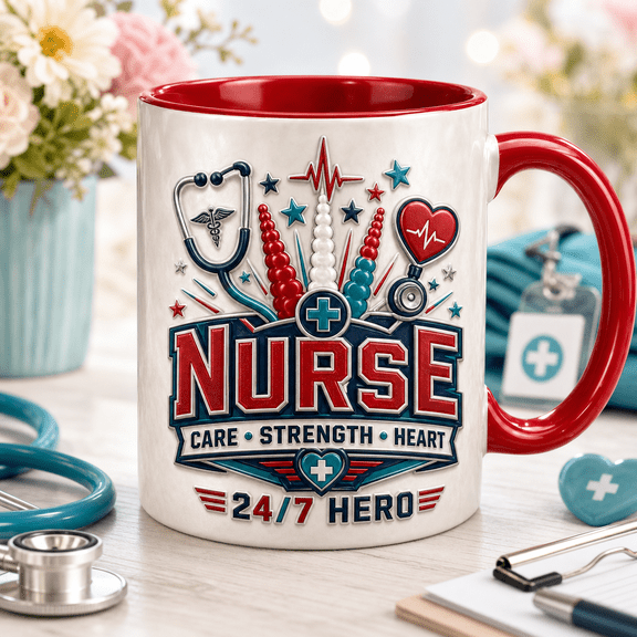 Nurse Support Mug, Care Strength Heart Coffee Cup, Thoughtful Healthcare Gift