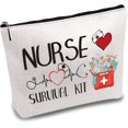 thumbnail image 1 of Nurse Survival Kit Bag Canvas Makeup Bags Nursing Cosmetic Bag Multi Purpose Pen Case with Metal Zipper Pouches Toiletry Travel Bag Purse for Women Thank You Birthday Gift 10x7Inch, 1 of 6