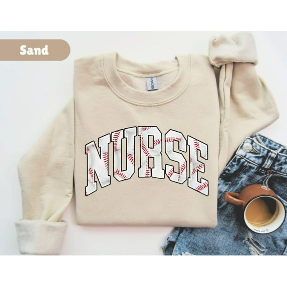 Nurse Sweatshirt, Baseball Bow Sweatshirt, Coquette Baseball Sweatshirt, Baseball Mom Shirt, Game Day Shirt, Fall Baseball Season Tee, Nurse 312 Sweatshirt All Size S-5XL