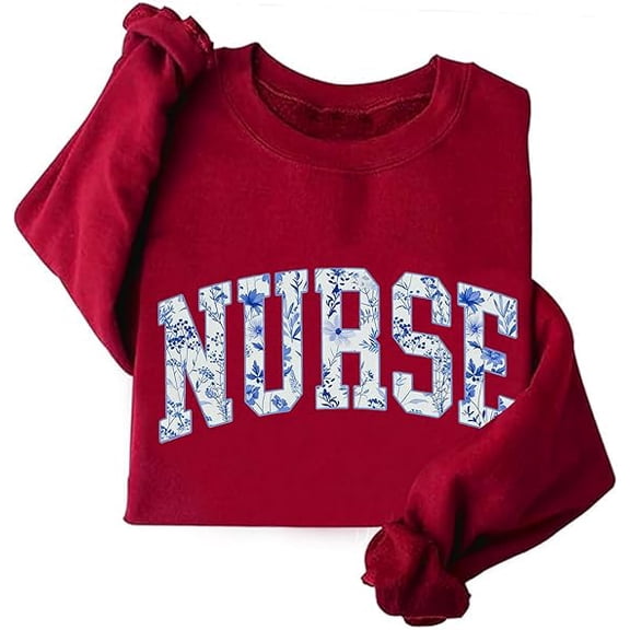 Nurse Sweatshirt Cute Floral Nurse Sweater Funny Nurse Life Crewneck Sweatshirts