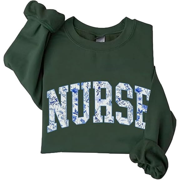 Nurse Sweatshirt Cute Floral Nurse Sweater Funny Nurse Life Crewneck Sweatshirts