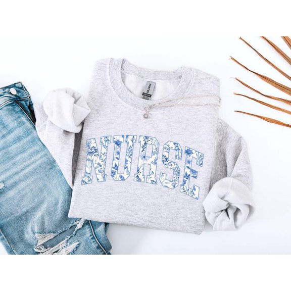 Nurse Sweatshirt, Floral Nurse Shirt, Toile Nurse Shirt, RN Sweatshirt, Nurse Graduation Gift, Nurse Week, Nurse Appreciation, Nurse Gift