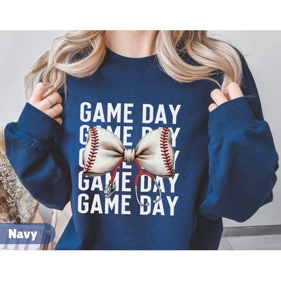 Nurse Sweatshirt, Game Day Shirt, Baseball Mom Shirt, Baseball Bow Sweatshirt, Coquette Baseball Sweatshirt, Fall Baseball Season Tee, Nurse Sweatshirt All Size S-5XL
