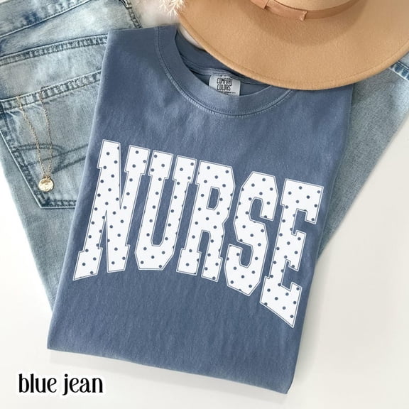 Nurse T-Shirt, Blue Polka Dots Nurse Tee, Cottagecore Aesthetic Nurse Shirt, Healthcare Worker Gift, Nurse Appreciation Week Top