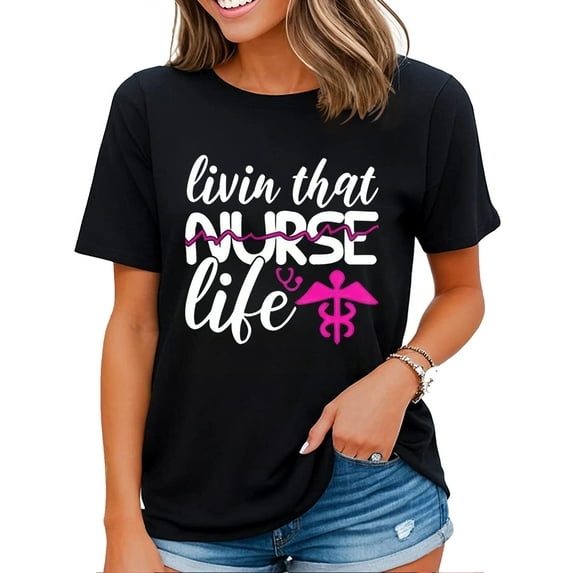 Nurse T Shirt Gifts for Women Livin That Nurse Life Shirt Black Medium