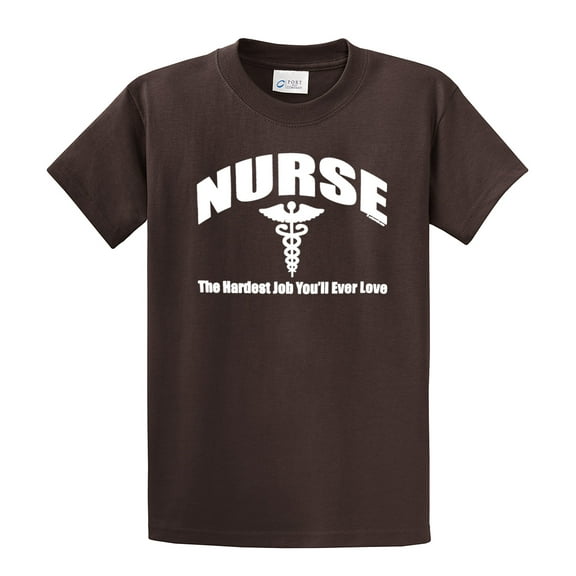 Nurse T-shirt Nursing the Hardest Job You Will Ever Love RN LPN CNA Hospital Tee Unisex Shirt-Brown-Small