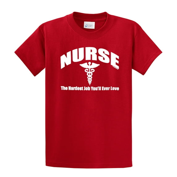 Nurse T-shirt Nursing the Hardest Job You Will Ever Love RN LPN CNA Hospital Tee Unisex Shirt-red-Large