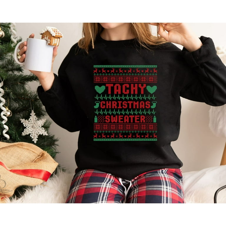 Nurse Tele Tech EKG Ugly Christmas Sweater Funny Medical Cardiac Icu Xmas Sweatshirt CVICU Rn telemetry unit war room Holiday Gift Walmart