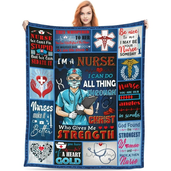 Nurse Throw Blanket Nurse Presents for Women New Nurses Nursing Student School Presens Nurse Practitioner Graduation Appreciation Educator Presens Birthday Christmas Retirement Presents for Nurse