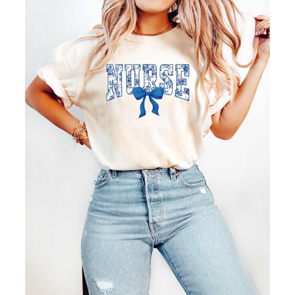 Nurse Toile Bow Shirt, Stethoscope Bow Shirt, Nurse Coquette Shirt for Nurse, Healthcare Professionals Shirt, Nurse Appreciation