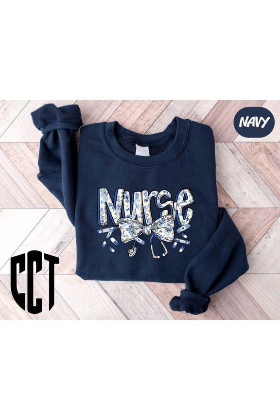 Nurse Toile Bow Sweatshirt,Stethoscope Bow Sweatshirt,Nurse Coquette Bow Shirt,Nurse,Nurse Medical Shirt,Healthcare Worker Shirt TSHIRT All Size S-5XL