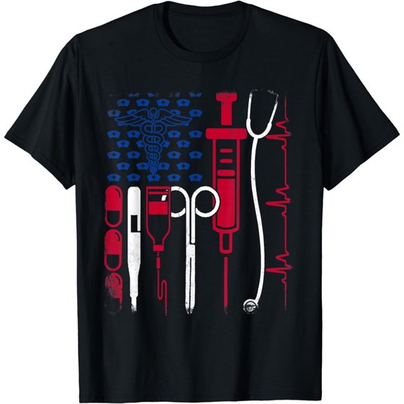 Nurse Tool American Flag Pride 4th Of July Proud Nurse T-Shirt