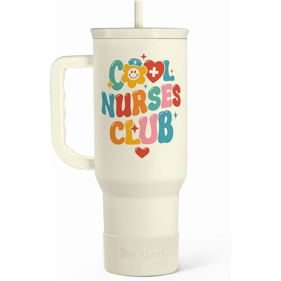 Nurse Tumbler 40oz, Cool Club Coffee Travel Mug With Straw - Perfect Nurse Gift for Any Occasion