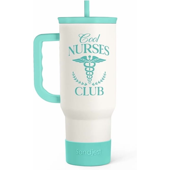 Nurse Tumbler with Handle 40oz, Stainless Steel Tumblers Coffee Travel Mug Cups with Straw, Nurses Appreciation Gifts for Women Female, Nursing Gift for Birthday Christmas Nurse's Week