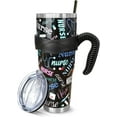 thumbnail image 1 of Nurse Tumbler with Handle and Straw 40 Oz, Large Stainless Steel Vacuum Insulated Nurse Tumbler Iced Coffee Cup Water Bottle Travel Mug, Nurse Gifts for Women Men, Colorful Black, 1 of 6