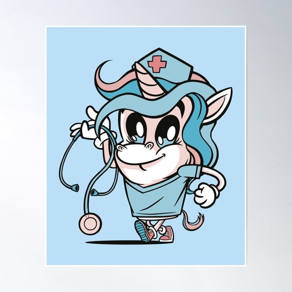 Nurse Unicorn Poster Wall Art, Modern Wall Decor, 12x18 UNFRAMED