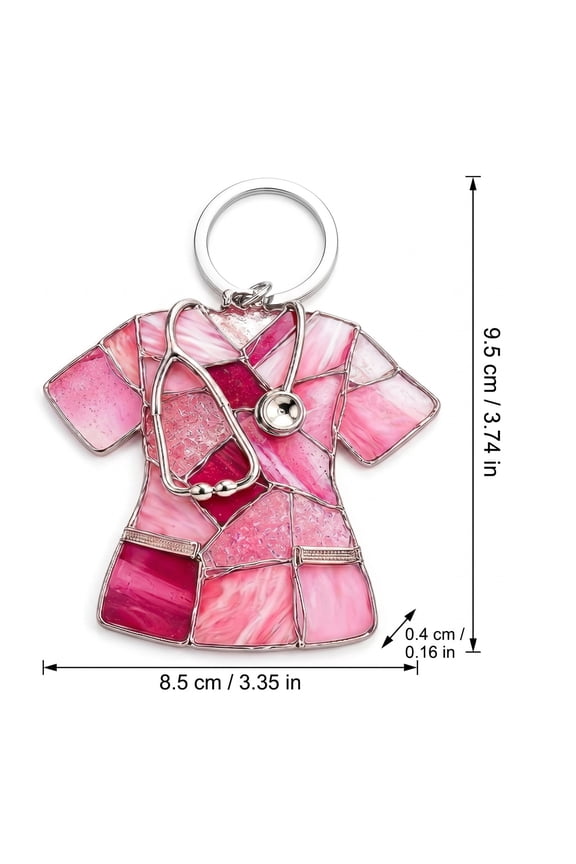 Nurse Uniform Key Chain, Colorful Stained Glass Look Nurse Uniform Acrylic Keychain, Decorative Bag Charm for Medical Worker Nurse Appreciation Gift
