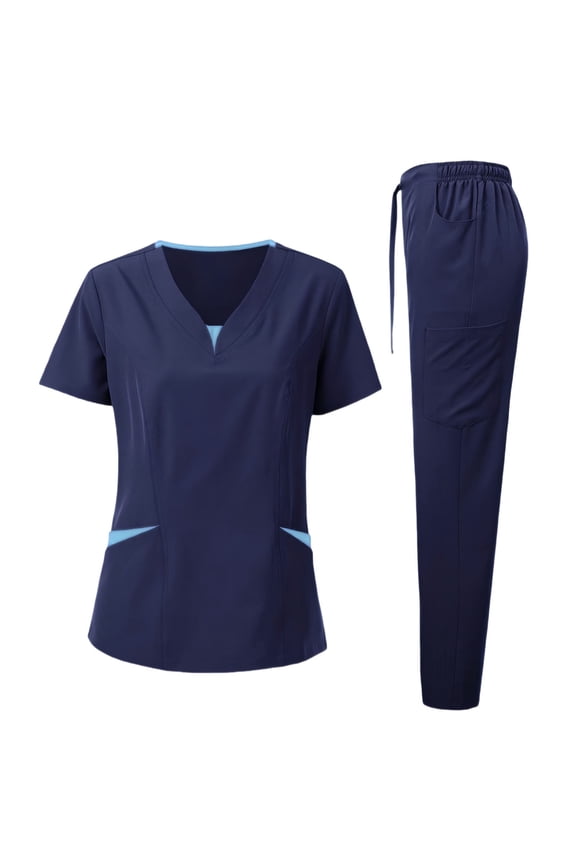 Nurse Uniform for Women 2 Piece Scrub Set V-neck Short-sleeved Comfortable Workwear Set