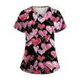 thumbnail image 1 of Nurse Uniforms for Women 2024 Love Heart Printed V Neck Breathable Workwear Shirt Short Sleeve Professionals Soft Stretch Valentine's Day T-Shirts with Pockets pink Medium, 1 of 4