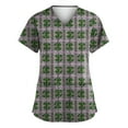 thumbnail image 1 of Nurse Uniforms for Women 2025 Irish Shamrock Printed V-Neck Breathable Scrub Tops Short Sleeve Professionals Soft Stretch St. Patrick's Day Workwear Shirt with Pockets purple pink 4X-Large, 1 of 3